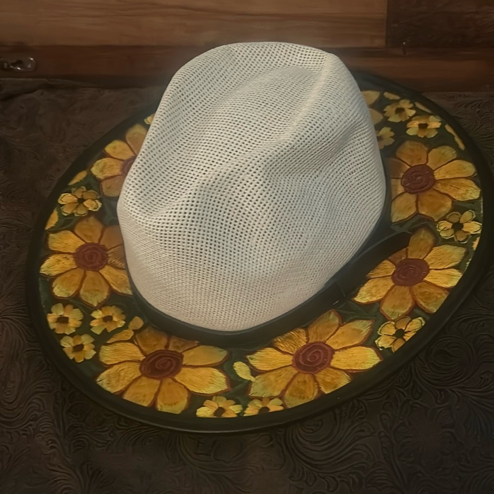 Colorful Sun Flowers embroidered Hat -Rare fit average 8”